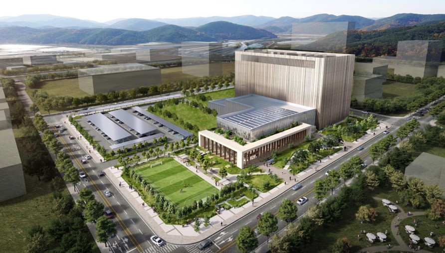 Aerial view of data center